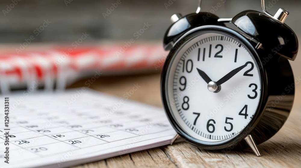 Elegant desk setup featuring a classic alarm clock, to-do list, and calendar, perfectly symbolizing time management and productivity. Elegant desk setup featuring a classic alarm clock, to-do list, and calendar, perfectly symbolizing time management and productivity.