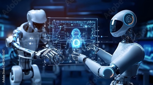 Obraz na płótnie Futuristic surgical room with robotic arms performing ultra precise medical procedures advanced AI driven surgical robot glowing holographic interface and cutting edge hospital technology w salonie