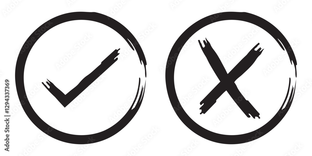 Check marks doodle set. Voting elements. Yes or no signs and square, rectangular or round checkbox for handdrawn choice. Green and red charcoal pencil correct or incorrect symbols. Vector illustration Check marks doodle set. Voting elements. Yes or no signs and square, rectangular or round checkbox for handdrawn choice. Green and red charcoal pencil correct or incorrect symbols. Vector illustration