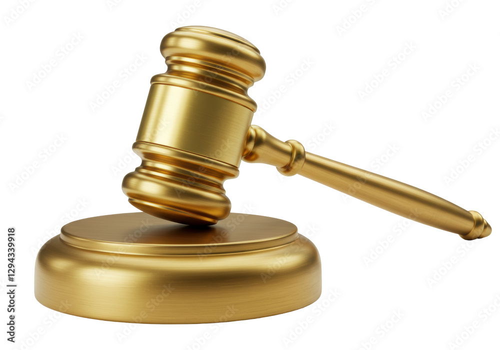 Isolated Wooden Golden Gavel For Juridical System Isolated Wooden Golden Gavel For Juridical System