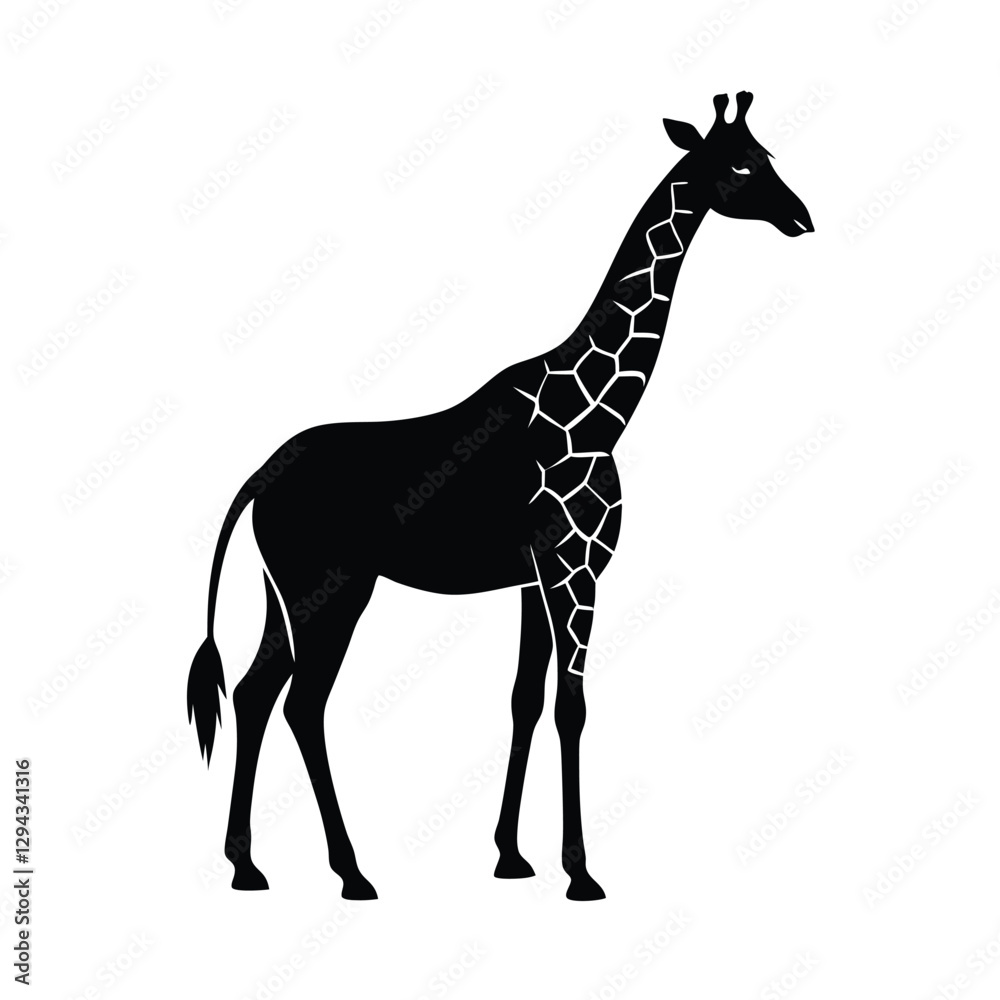 Obraz premium Giraffe Silhouette Vector Art and Minimalist Black Giraffe Illustration Design