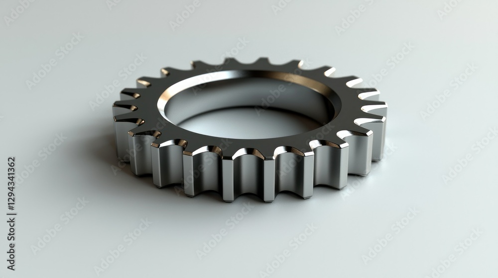 Isolated metallic gear on plain background, showcasing precision and mechanism Isolated metallic gear on plain background, showcasing precision and mechanism