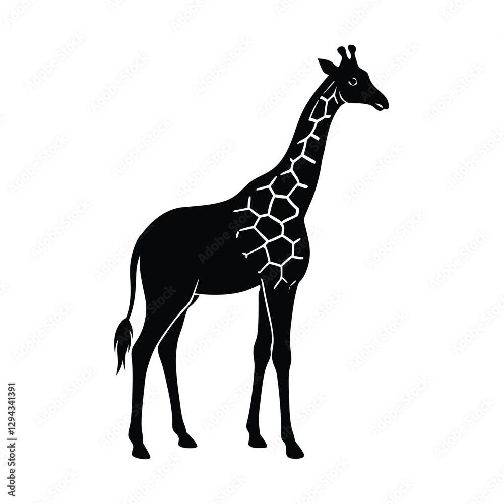 Giraffe Silhouette Vector Art and Minimalist Black Giraffe Illustration Design Giraffe Silhouette Vector Art and Minimalist Black Giraffe Illustration Design