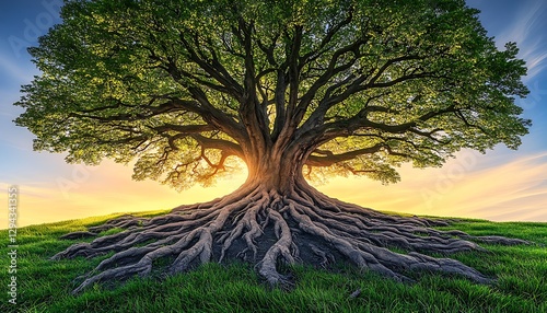 Majestic Oak Sunset Meadow Roots