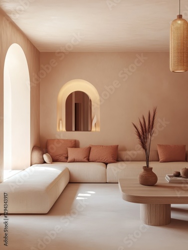 A cozy room with a neutral color scheme photo