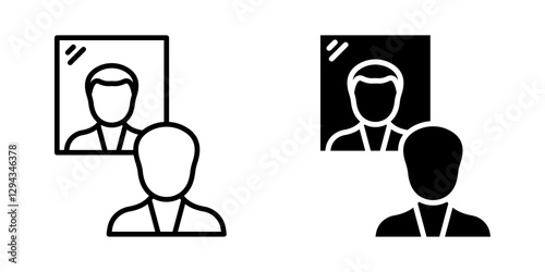 Men look to mirror Icon set.Symbol isolated white background. vector illustration. color editable.