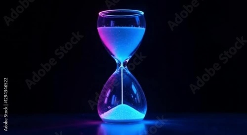 Hourglass close-up is pouring, time deadline concept, Time flows, the transience of time. Countdown, minutes, seconds, hours.
