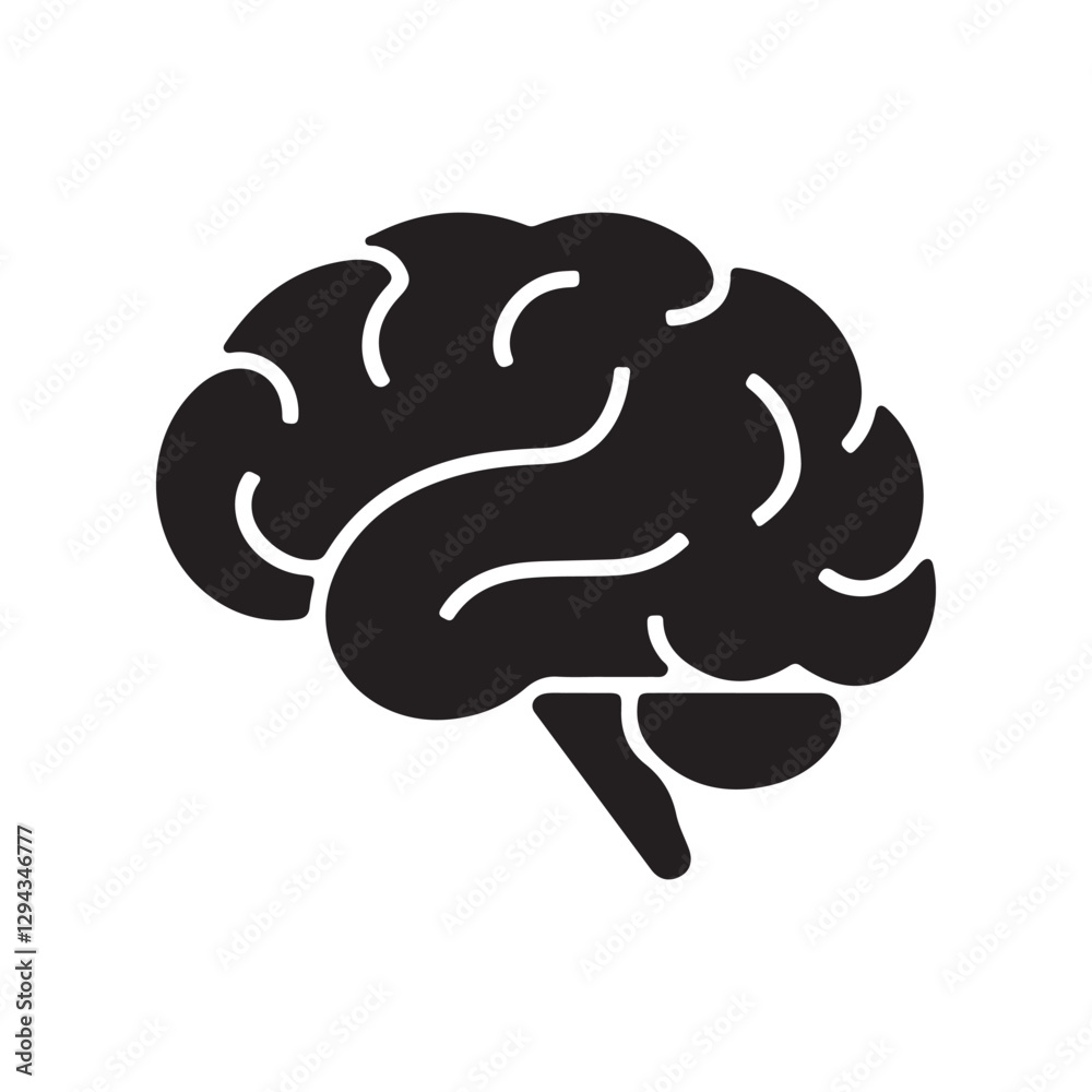 Human brain icon . Thinking, mind refresh, brain health, Simple brain symbol in side view. Mind sign solid and outline style, creative vector illustration