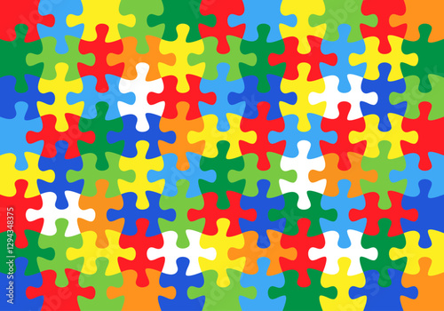Colorful jigsaw puzzle background stock vector.