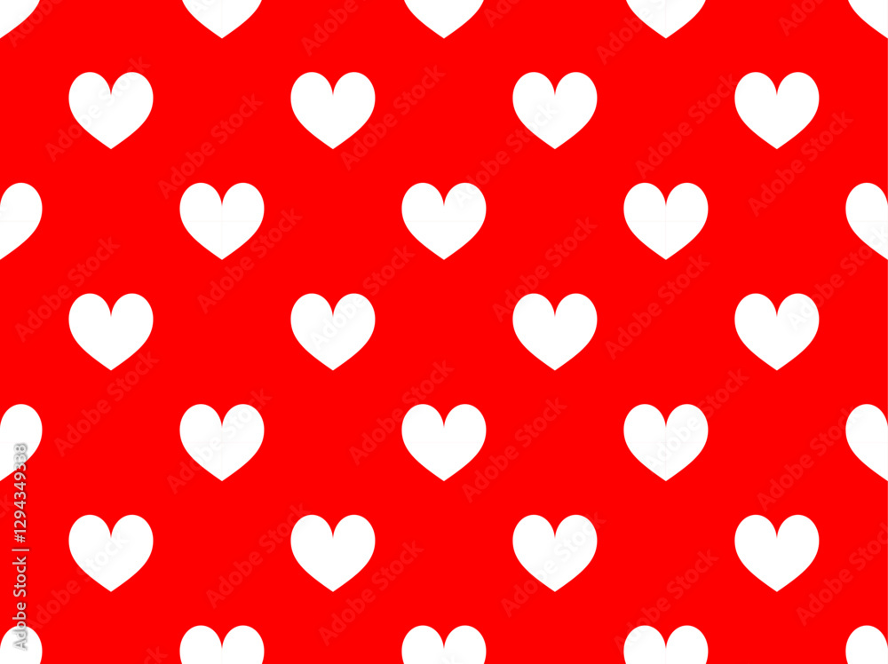 A striking Red Background with a delightful Pattern of White Hearts that captures attention A striking Red Background with a delightful Pattern of White Hearts that captures attention