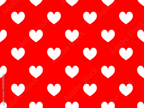A striking Red Background with a delightful Pattern of White Hearts that captures attention