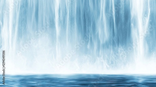 Waterfall cascading into a calm pool; nature background, tranquil scene
