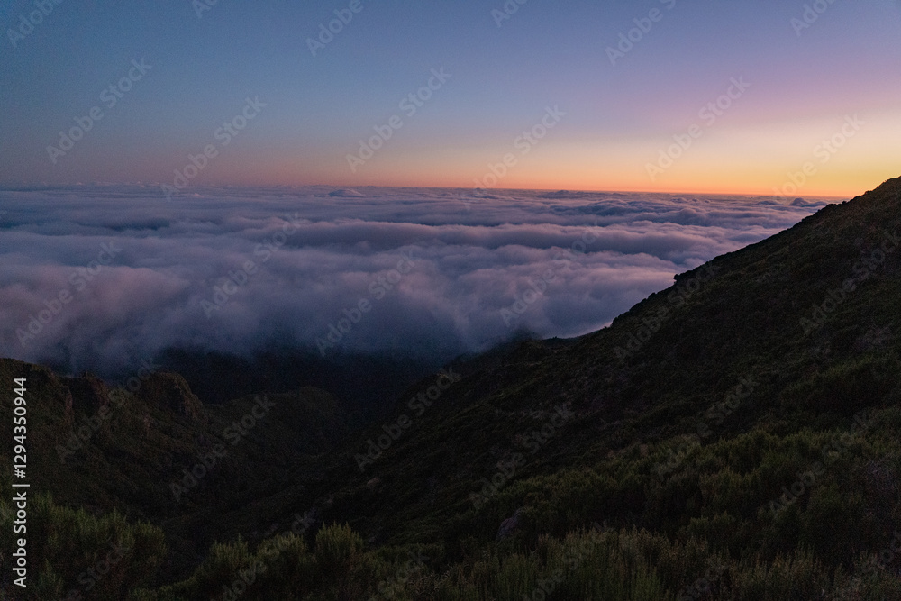 Sunrise over the mountains on the island of Madeira. Sunrise over the mountains on the island of Madeira.