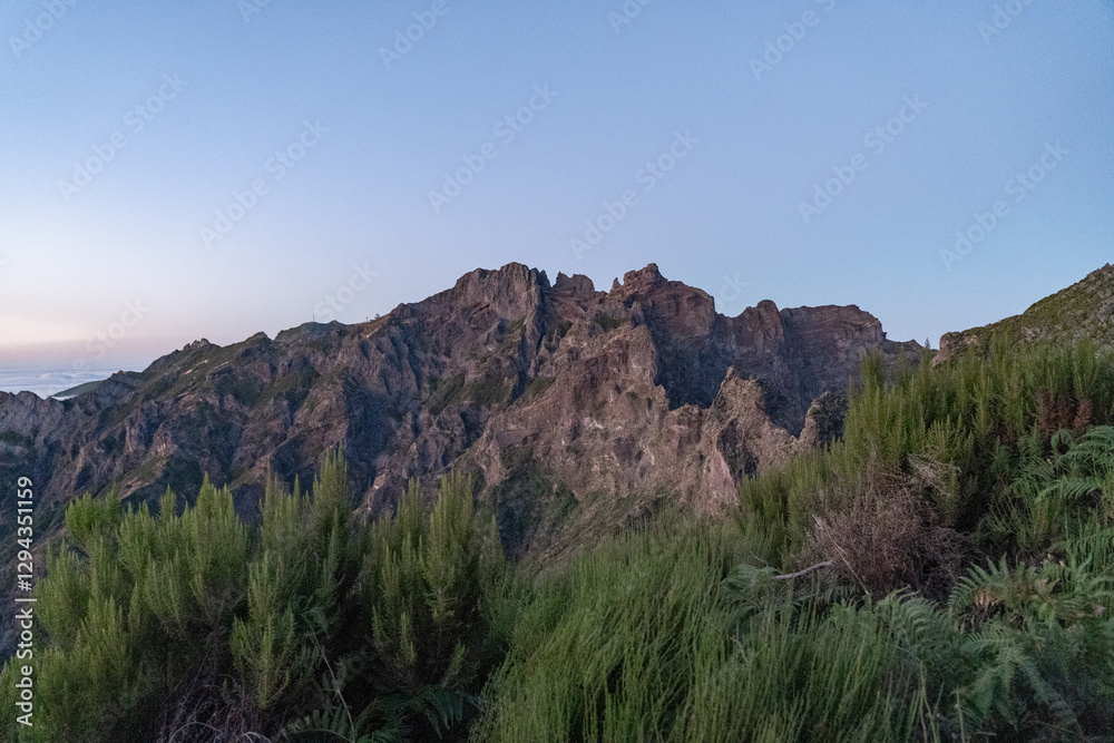 Fototapeta premium Sunrise over the mountains on the island of Madeira.