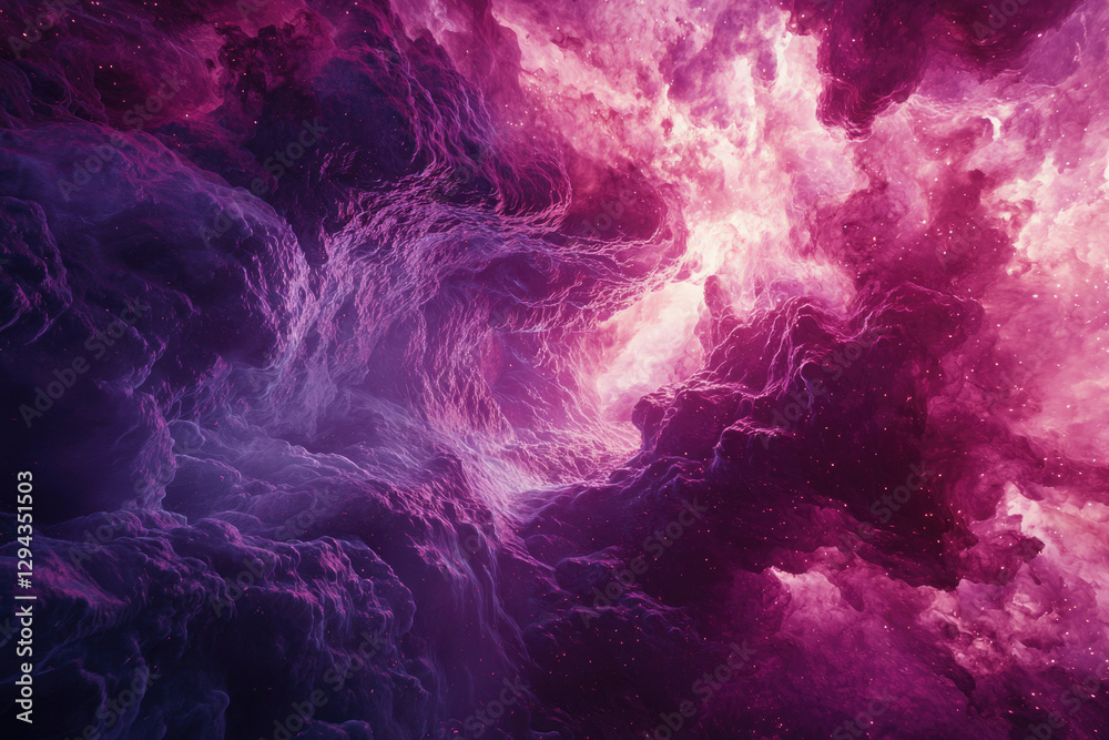 Obraz premium A mesmerizing cosmic landscape of vibrant purple and pink nebulae, swirling gases and distant stars.