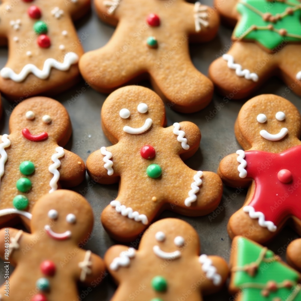 Close-up of assorted gingerbread cookies, festive designs, gingerbreadcookies, christmas, spicy Close-up of assorted gingerbread cookies, festive designs, gingerbreadcookies, christmas, spicy