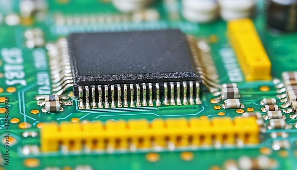 Microchip on a circuit board for tech industry use Microchip on a circuit board for tech industry use
