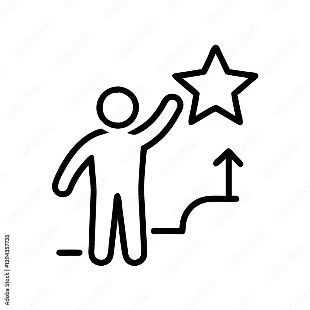 Career satisfaction and achievement, line icon Career satisfaction and achievement, line icon