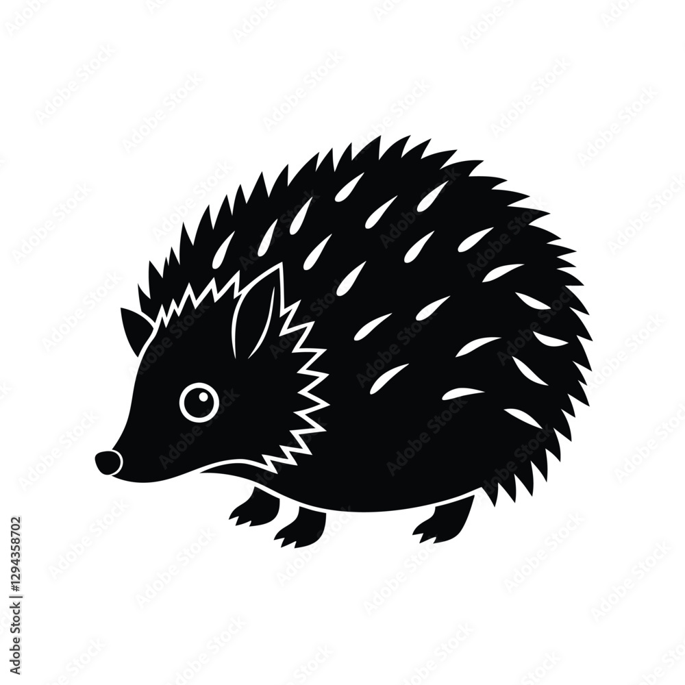 Hedgehog Silhouette Vector Art and Minimalist Black Hedgehog Illustration Hedgehog Silhouette Vector Art and Minimalist Black Hedgehog Illustration