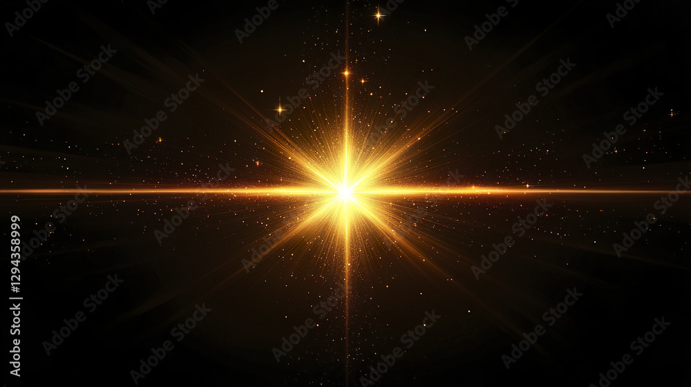 Fototapeta premium glowing cosmic star radiates light in dark sky