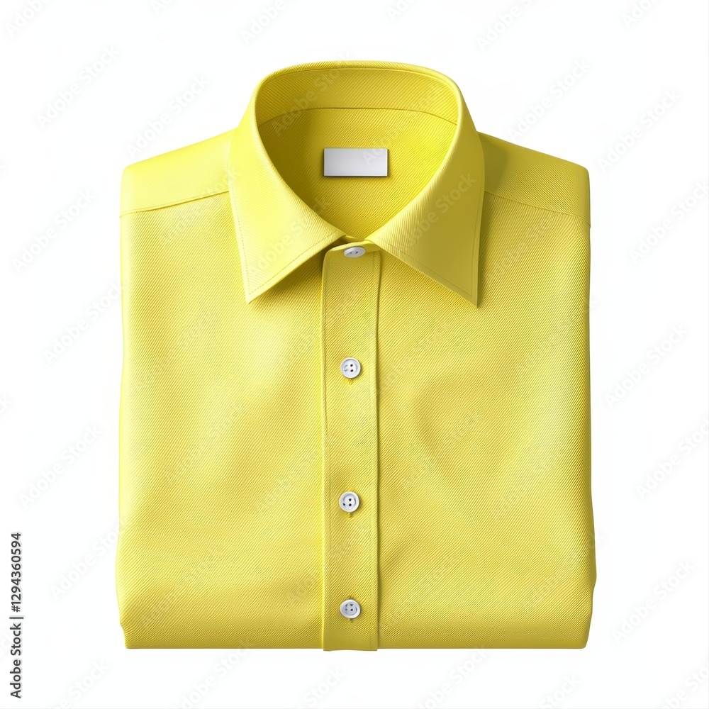Bright yellow shirt adorned with a classic white button for effortless style and versatile wear Bright yellow shirt adorned with a classic white button for effortless style and versatile wear