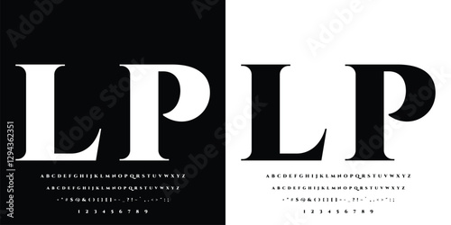 Uppercase Alphabet letters font, Punctuation, numbers, Minimal Fashion Designs, Logos, Typography, etc. Modern serif fonts decorative vintage concept. vector illustration