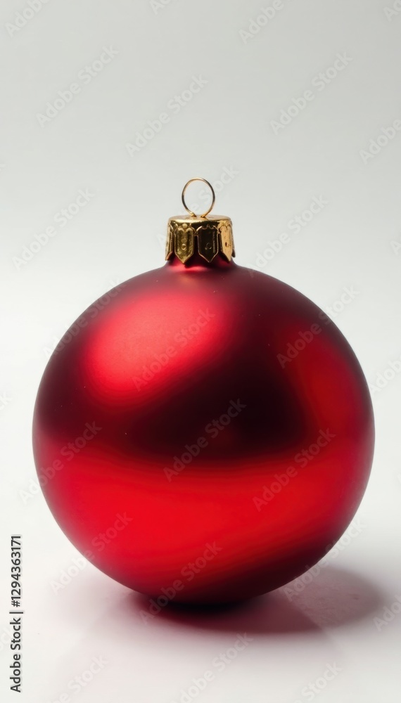Classic red glass Christmas ball ornament, shiny surface, isolated , background, festive decoration Classic red glass Christmas ball ornament, shiny surface, isolated , background, festive decoration