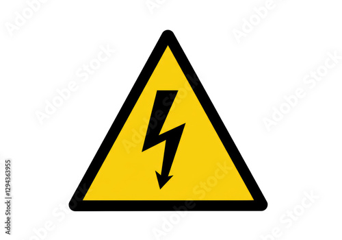 Isolated Yellow Hazard Sign Warning of High Voltage