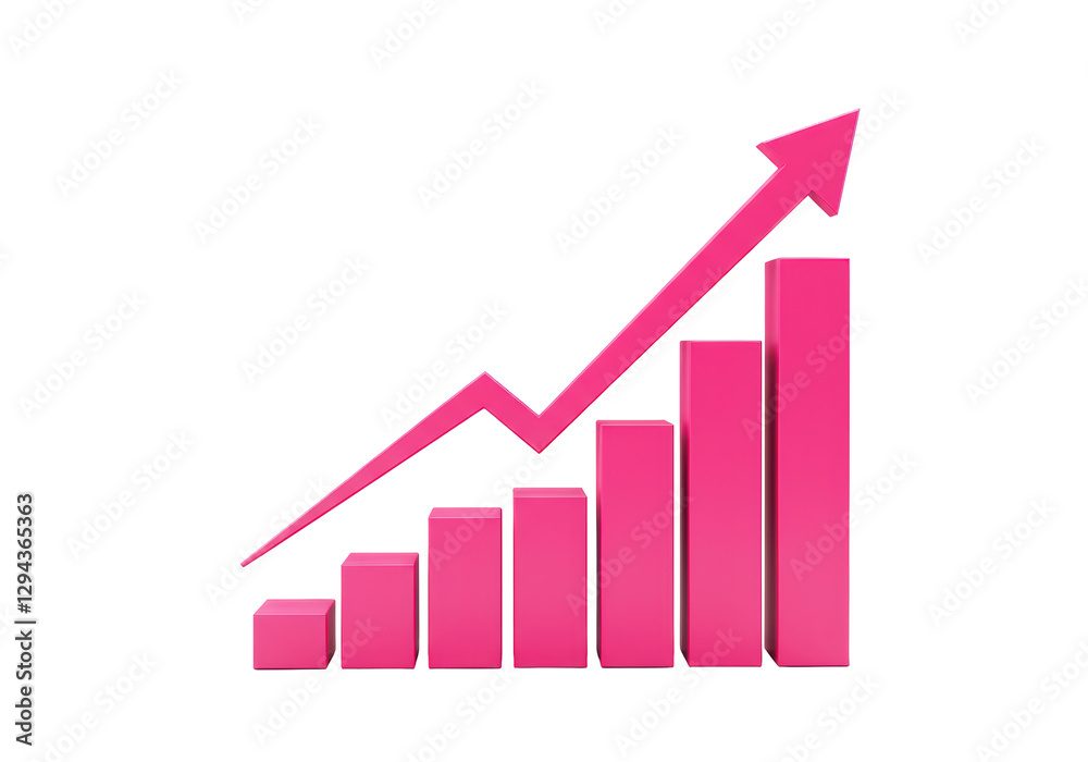 Isolated Bar Chart with Rising Arrow for Business Growth Isolated Bar Chart with Rising Arrow for Business Growth