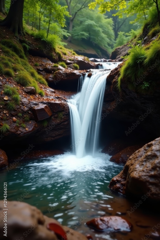 Fototapeta premium Dark chocolate square falls, rich brown glaze, brown, sweet
