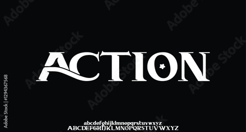 Action, elegant modern alphabet letters font logo. logo alphabet. Minimal modern urban fonts for logo, brand etc. Typography typeface uppercase lowercase and number. vector illustration
