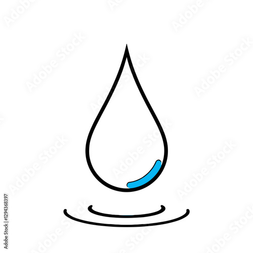 Water drop logo on light background with splash effect and copy space