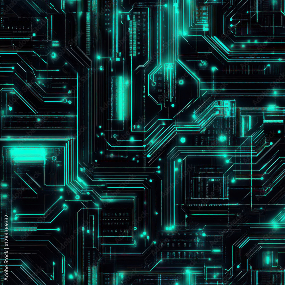 A futuristic neon circuit board background, glowing blue and green cyberpunk aesthetics, high-definition seamless pattern, perfect for tech designs. A futuristic neon circuit board background, glowing blue and green cyberpunk aesthetics, high-definition seamless pattern, perfect for tech designs.