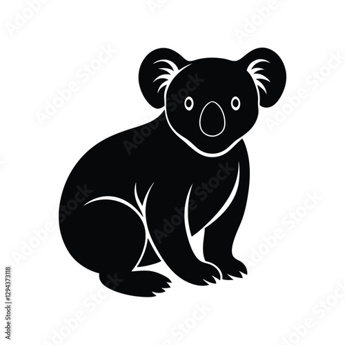 Photography Koala Silhouette Vector Art Illustration and Koala Minimalist Black Design