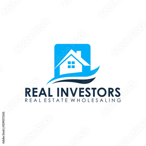 real estate home with wave logo design