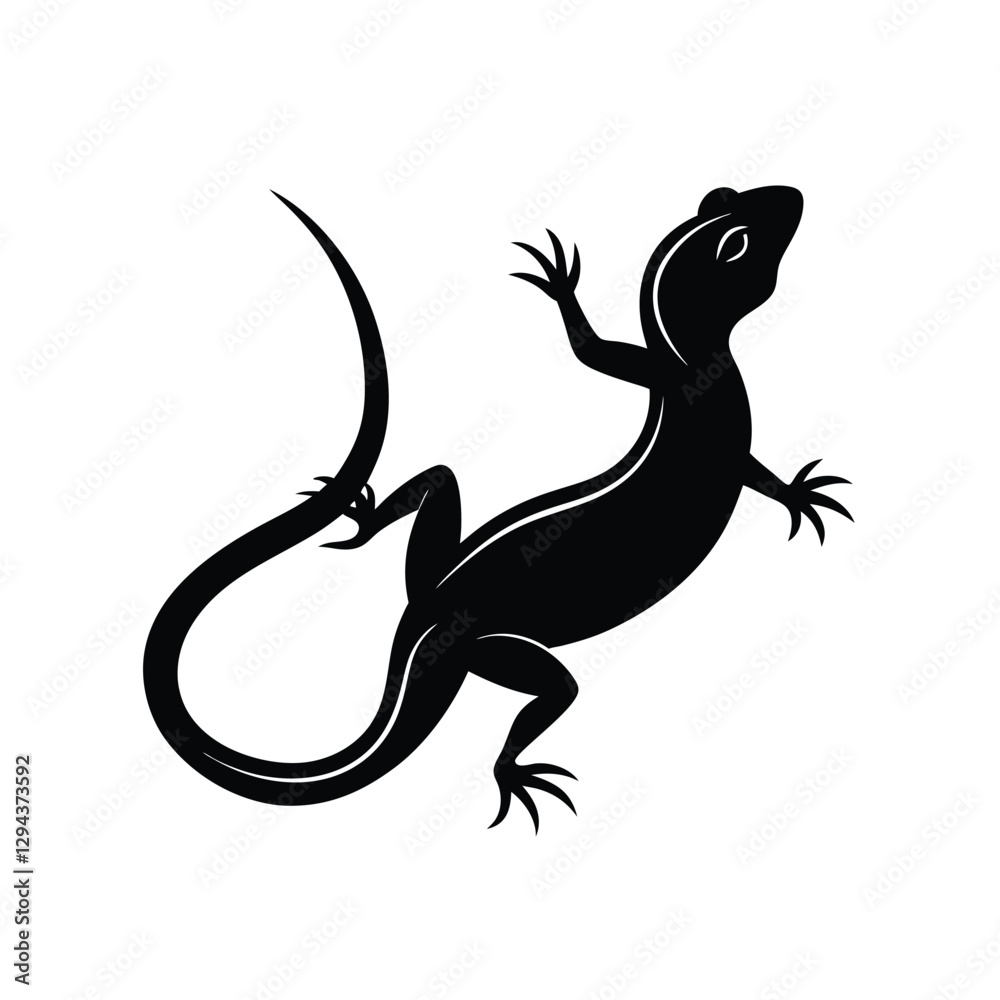 Naklejka premium Lizard Silhouette Vector Art Illustration | Minimalist Black Color Lizard Design