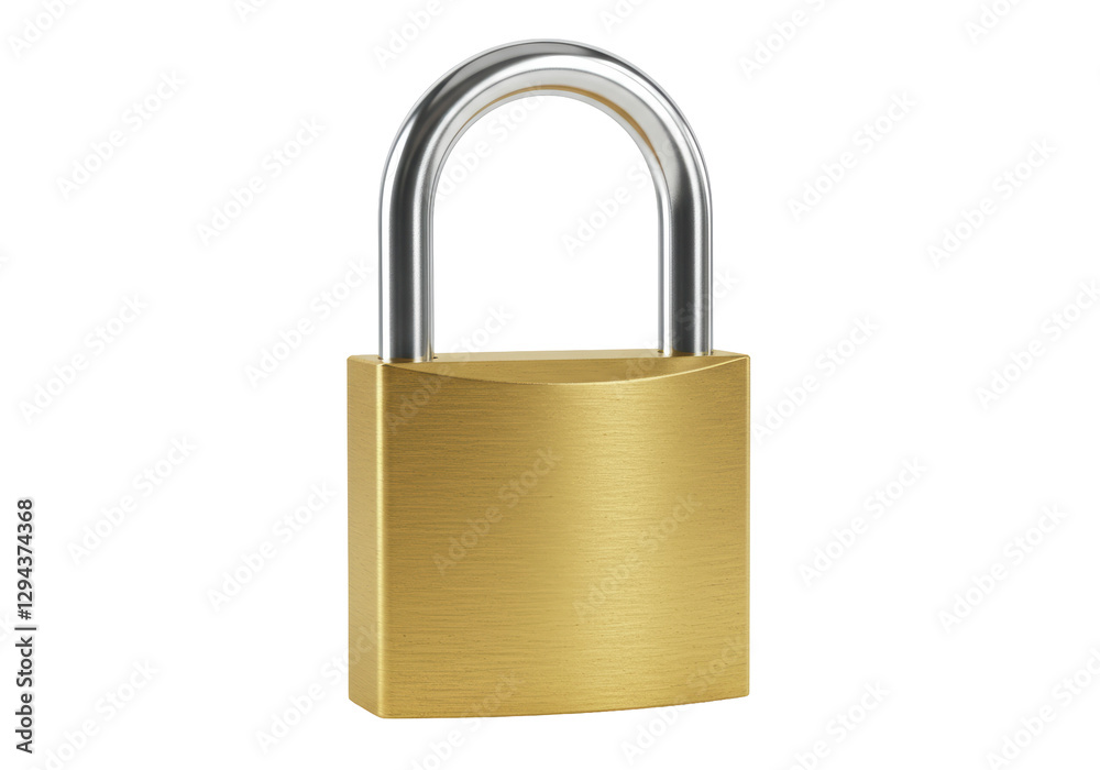 Isolated Golden Padlock with Silver Shackle, Symbolizing Security and Protection Isolated Golden Padlock with Silver Shackle, Symbolizing Security and Protection