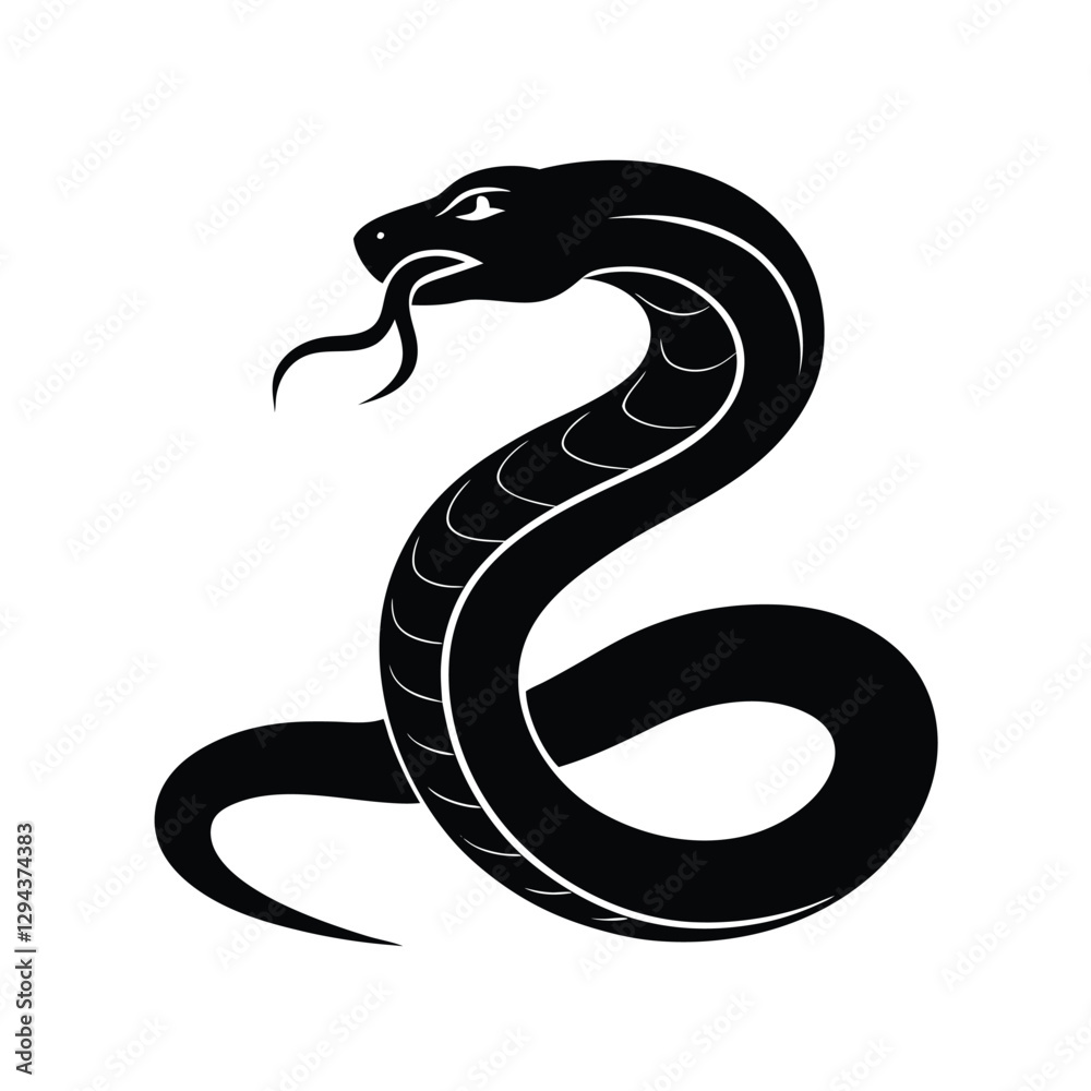 Obraz premium Snake Silhouette Vector Art Illustration and Minimalist Black Color Snake Design
