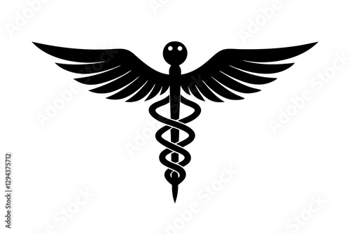 "Caduceus of Hermes Healthcare Flat Icon for Medical and Health Apps – Vector Design"