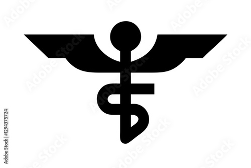 "Caduceus of Hermes Healthcare Flat Icon for Medical and Health Apps – Vector Design"