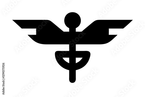 "Caduceus of Hermes Healthcare Flat Icon for Medical and Health Apps – Vector Design"