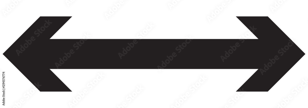 Dual sided black arrow. Horizontal dual sided long straight arrow signs. double arrow icon. Dual sided black arrow. Horizontal dual sided long straight arrow signs. double arrow icon.