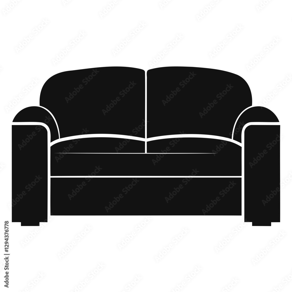 Minimalist Sofa Silhouette Vector Art Isolated on Transparent Background Minimalist Sofa Silhouette Vector Art Isolated on Transparent Background