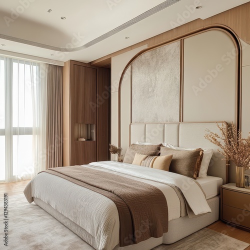 This is an image of a luxurious bedroom interior design