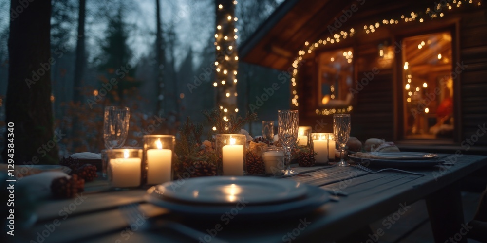 Obraz premium Table setting with candles and plates