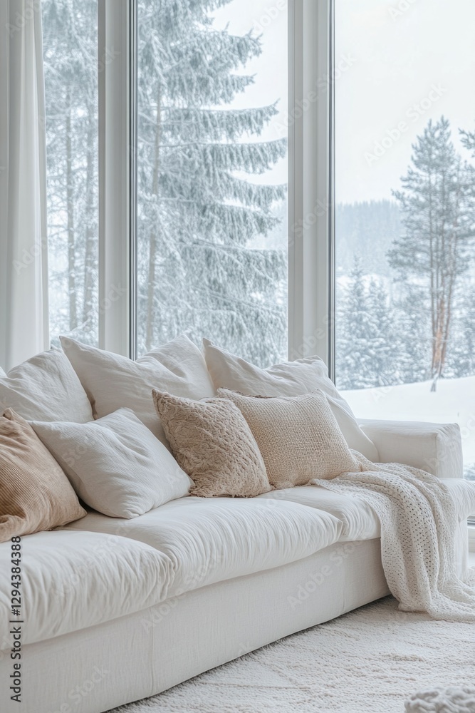 Fototapeta premium White sofa in front of window