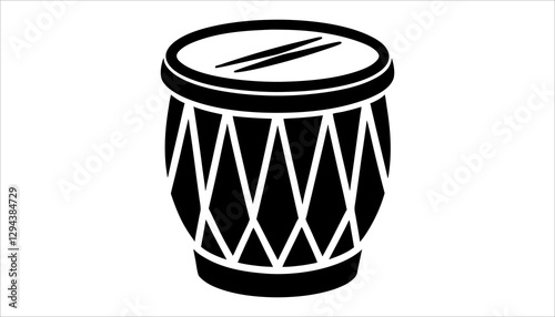 Drum Icon - Simple Line Art of a Traditional Drum Vector Design photo