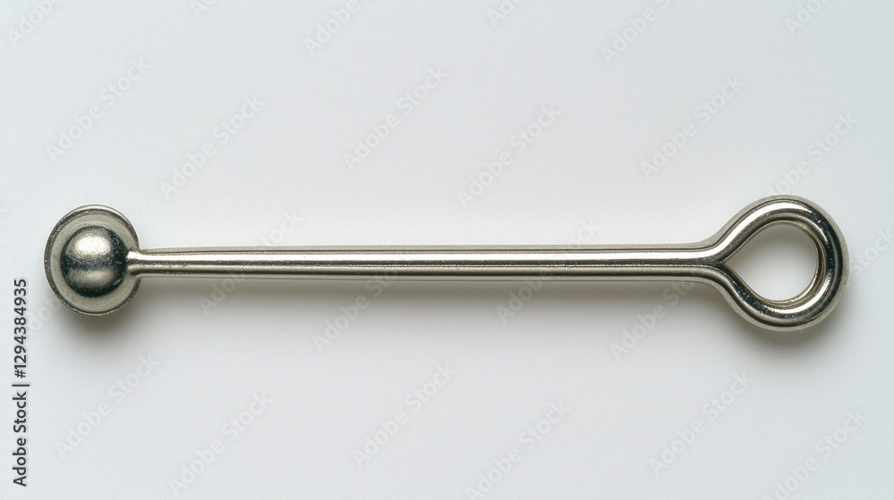 Metal rod with ball end and loop, studio shot, simple design Metal rod with ball end and loop, studio shot, simple design
