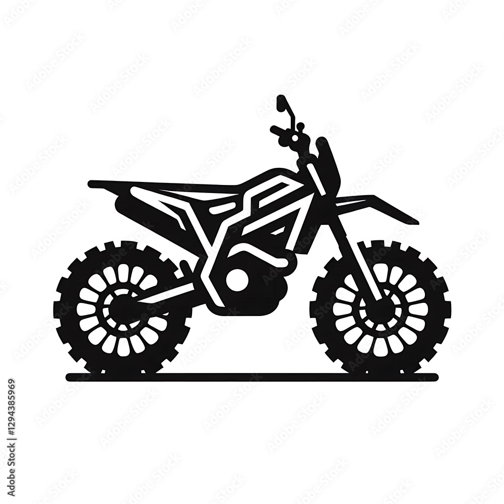 Obraz premium Side view of a black and white graphic of an electric motocross bike.