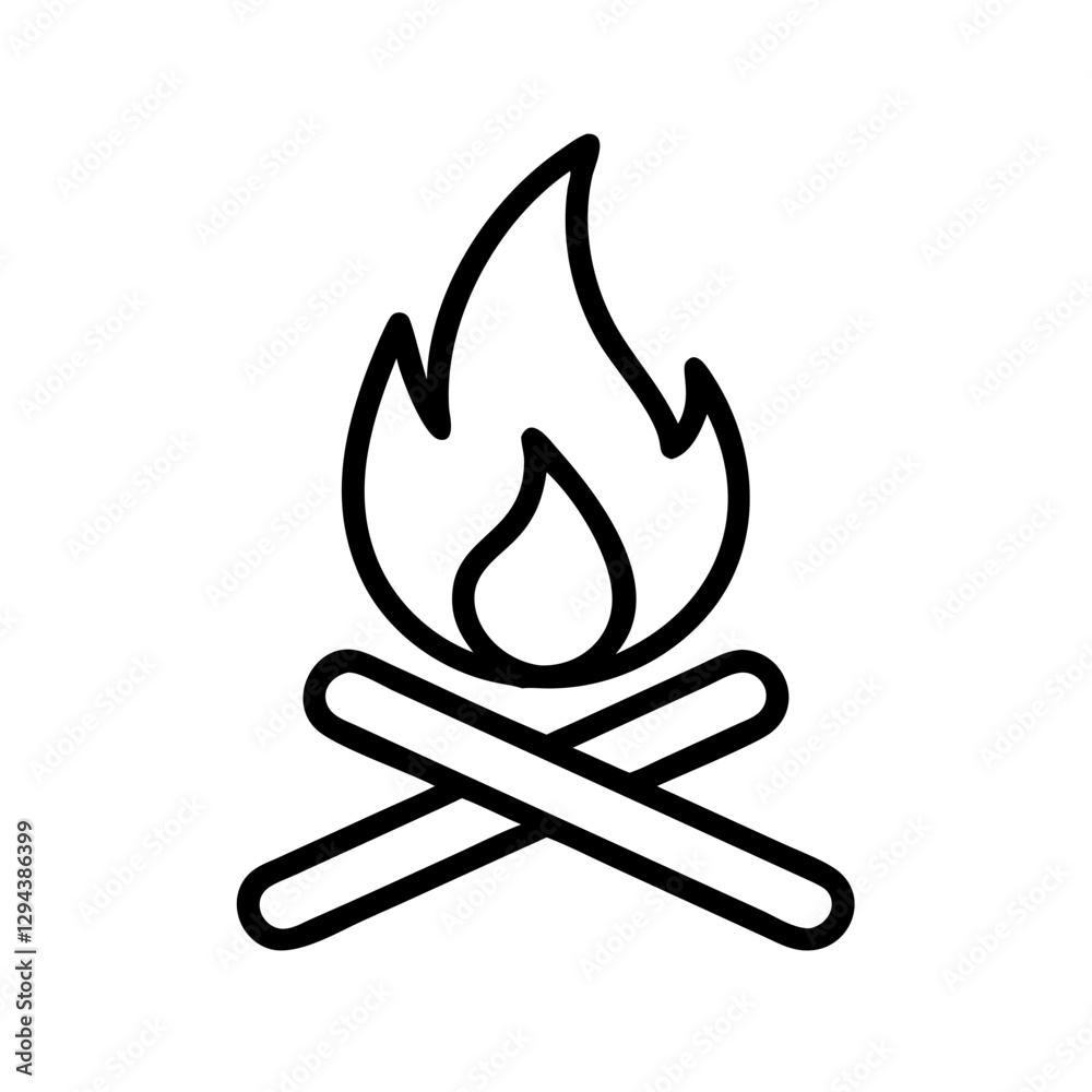 Campfire icon on transparent background for summer relaxation concept Campfire icon on transparent background for summer relaxation concept